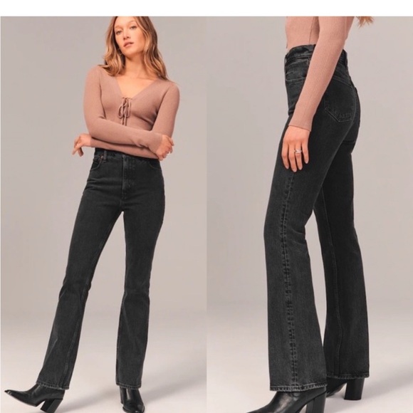 Abercrombie Black Vintage Flare High Rise Jeans Curvy Love - Picture 3 of 7